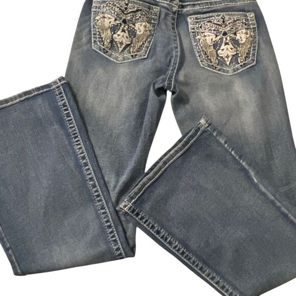 SKY Ladie’s Classic Bling Pockets Bootcut Jeans - Picture 4 of 13